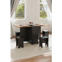 Living and Home Folding Dining Table Set with 4 Stools in Natural
