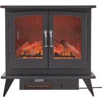 Living and Home Freestanding Electric Fireplace Heater with Remote Control, Realistic Flame Effect for Living Room in Black