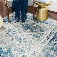 Livabliss Monte Carlo-Vintage Blue Grey White Traditional Boho Living Rug | Size: 120 cm x 170 cm