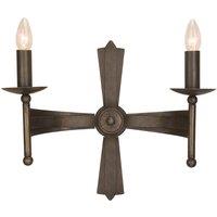 Netlighting Cromwell 2 Light Indoor Candle Wall Light Old Bronze E14 in Brown