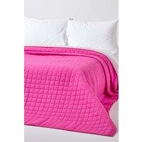 Homescapes Cotton Quilted Reversible Bedspread in Pink | Size: King