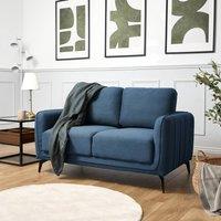 Bravich LTD Brixton 2 Seater Sofa - Modern Fabric Sofa with Steel Legs in Blue