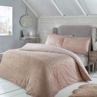 Smart Living Luxurious Reversible Sparkle Ribbed Fleece Duvet Cover with Pillowcases in Pink | Size: King