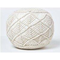 Homescapes Macrame Knitted Pouffe 40 x 50 cm in Natural