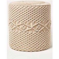 Homescapes Astrid Macrame Pouffe, 42 cm Tall in Natural
