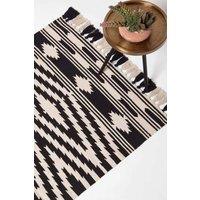 Homescapes Dinan Black & White Kilim Cotton Rug | Size: 90 cm x 150 cm