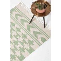 Homescapes Turin Green & Natural Kilim Cotton Rug | Size: 160 cm x 230 cm