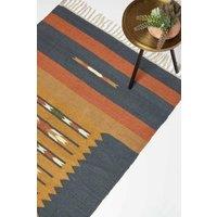 Homescapes Lundi Orange & Blue Kilim Cotton & Jute Rug | Size: 240 cm x 300 cm