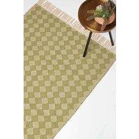 Homescapes Lima Handwoven Cotton Textured Rug in Green | Size: 120 cm x 170 cm