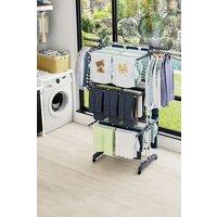 Neo 4 Tier Grey Clothes Airer Horse Drying Rack Folding Side Wings Rail Stainless Steel Stand Laundry Garment in Dark Grey