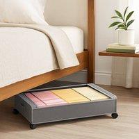 Voltico Underbed Canvas Storage Box with Wheels Dustproof in Dark Grey