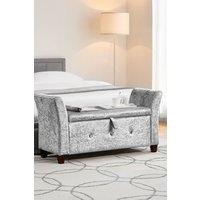 Home Discount Vida Designs Seville Storage Ottoman Velvet Fabric UKFR Furniture in Silver
