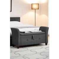 Home Discount Vida Designs Seville Storage Ottoman Velvet Fabric UKFR Furniture in Dark Grey
