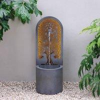 Primrose Cut-Out Panel Garden Zinc Water Feature Self Contained with LEDs 110cm in Grey