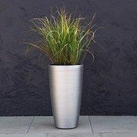 Primrose White Cement Round Planter Garden Patio Flower Pot Urn in Silver | Size: Large
