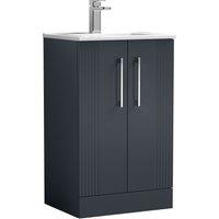 Balterley Vanity Unit w/ Basin Floor Standing, Soft Close 2 Door w/ Rectangular Sink, Bathroom Vanity Units w/ Basin, Partial Fluted Sink Cabinet
