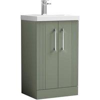 Balterley Floor Standing 2 Door Vanity Unit - Mid-Edge Basin 500mm, Satin Green