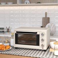 HOMCOM Mini Oven, 21L Countertop Electric Grill, Toaster Oven with Adjustable Temperature, Timer, Baking Tray & Wire Rack, 1400W in Cream