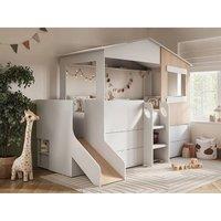 Flair Dreamland House Midsleeper with Slide & Storage in White | Size: Single