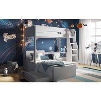 Flair Cosmic L Shaped Bunk Bed in White | Size: Single