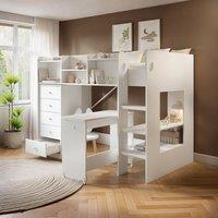 Flair Wizard Mid High Cabin Station with Storage in White | Size: Single
