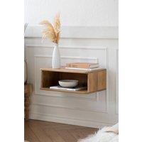 MH London Solid Wood Floating Nightstand Open Storage Shelf Wall Mounted Bedside Stand - Solie in Natural