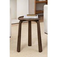 MH London Round Solid Mango Wood Side Table, Bedside End Table for Living Room & Bedroom - Daisy in Dark Brown