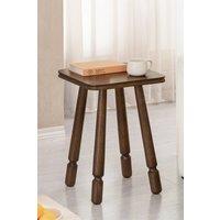 MH London Square Solid Mango Wood Side Table, Bedside End Table for Living Room & Bedroom - Olive in Dark Brown