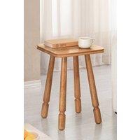 MH London Square Solid Mango Wood Side Table, Bedside End Table for Living Room & Bedroom - Olive in Light Brown