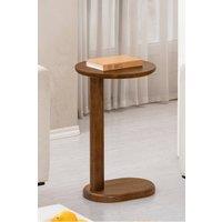 MH London Solid Mango Wood C-Shaped Side Table, End Table for Living Room & Bedroom - Nora in Walnut