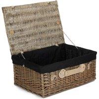 Red Hamper 55cm Antique Wash Hamper with Black Lining in Brown
