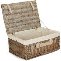 Red Hamper 55cm Antique Wash Hamper with White Lining in Natural