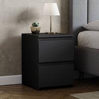 HD Designs Denver 2 Drawer Bedside Chest Of Drawers Bedroom Furniture in Black