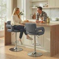 HOMCOM Bar Stools Adjustable Swivel with Armrest Set of 2 Grey