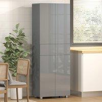 HOMCOM Kitchen Cupboard Storage Cabinet Push Open Doors & Drawers, Grey