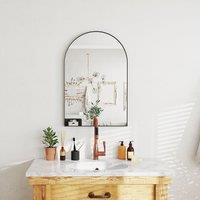 HOMCOM Arch Bathroom Mirror, Wall Mirror with Steel Frame, 60 x 90cm, Black | Size: 60 x 90 cm
