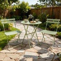 Home Source Bistro Set Outdoor Patio Garden Furniture Table & 2 Chairs Metal in Green