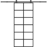 Berkfield Home Sliding Door with Hardware Set 90x205 cm ESG Glass&Aluminium in Black
