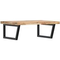 Berkfield Home Basin Shelf Wall Mounted Steel & Solid Wood Acacia in Light Tan