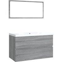 Berkfield Home Bathroom Furniture Set Grey Sonoma Engineered Wood