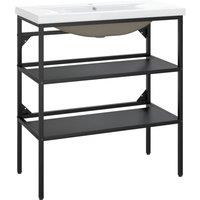 Berkfield Home Bathroom Washbasin Frame with Built-in Basin Black Iron