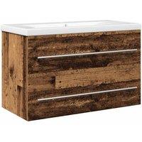 Berkfield Home Bathroom Sink Cabinet with Built-in Basin Old Wood Engineered Wood in Brown