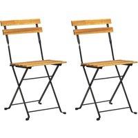 Berkfield Home Folding Garden Chairs 2 pcs Steel & Solid Acacia Wood in Brown