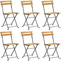 Berkfield Home Folding Garden Chairs 6 pcs Steel & Solid Wood Acacia in Brown