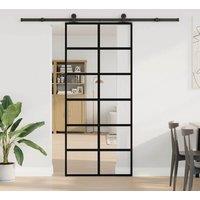 Berkfield Home Sliding Door with Hardware Set 90x205 cm ESG Glass&Aluminium in Black