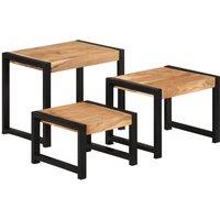 Berkfield Home Nesting Tables 3 pcs Solid Wood with Sheesham Finish in Brown