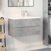 Berkfield Home Durable 2 Piece Bathroom Furniture Set Concrete Grey Engineered Wood