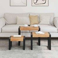 Berkfield Home Nesting Tables 3 pcs Solid Wood with Sheesham Finish in Brown