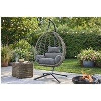 LUXURY LIFE Balinese Garden Egg Chair Rattan Effect with Cushions in Grey