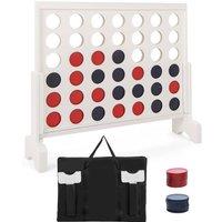 Costway 4 to Score Game Wooden 4 in a row Game Set with 42 PCS Jumbo Rings in White
